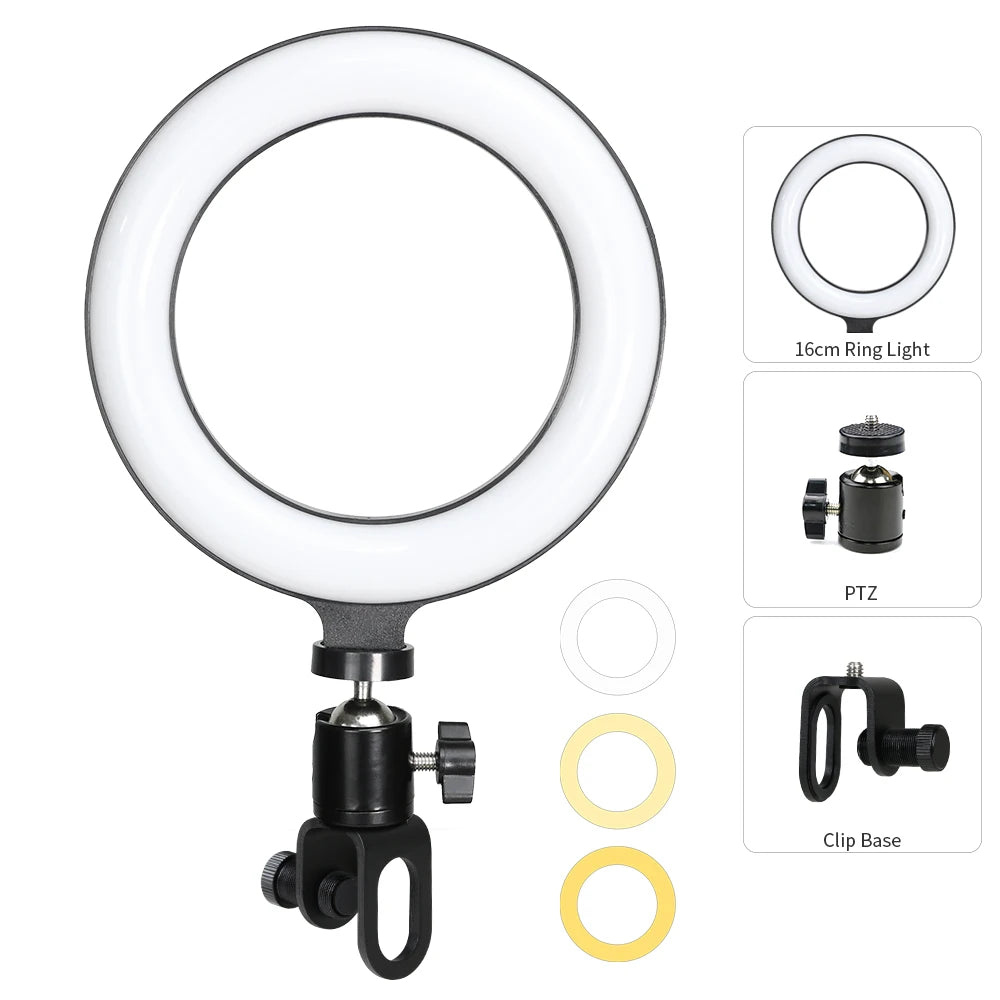 6.3 Inch LED Ring Light – USB Clip-On Selfie Light for Laptop, MacBook & Desktop | TikTok, YouTube & Zoom