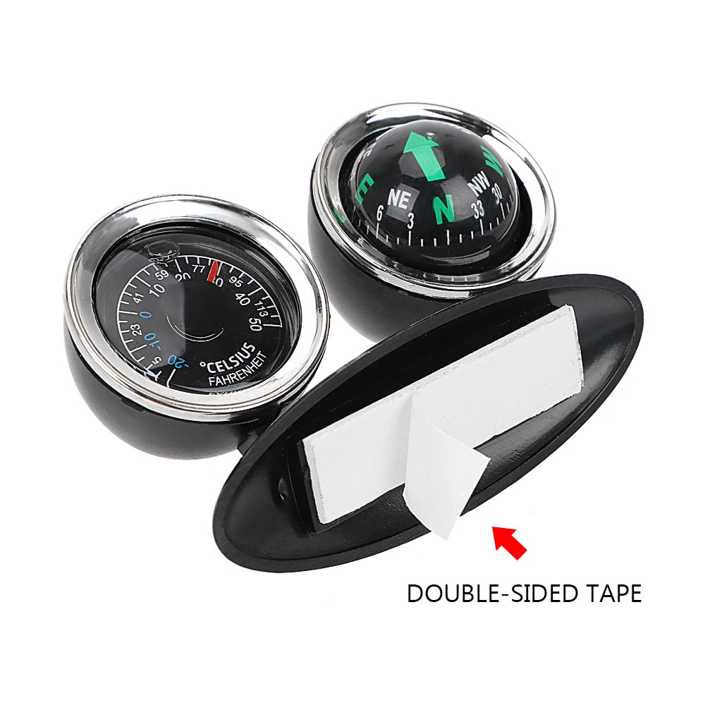 Car Ornaments Compass Thermometer Guide Ball Dashboard Meters Gauge Decorative Truck Automobile Accessories Interior Decoration