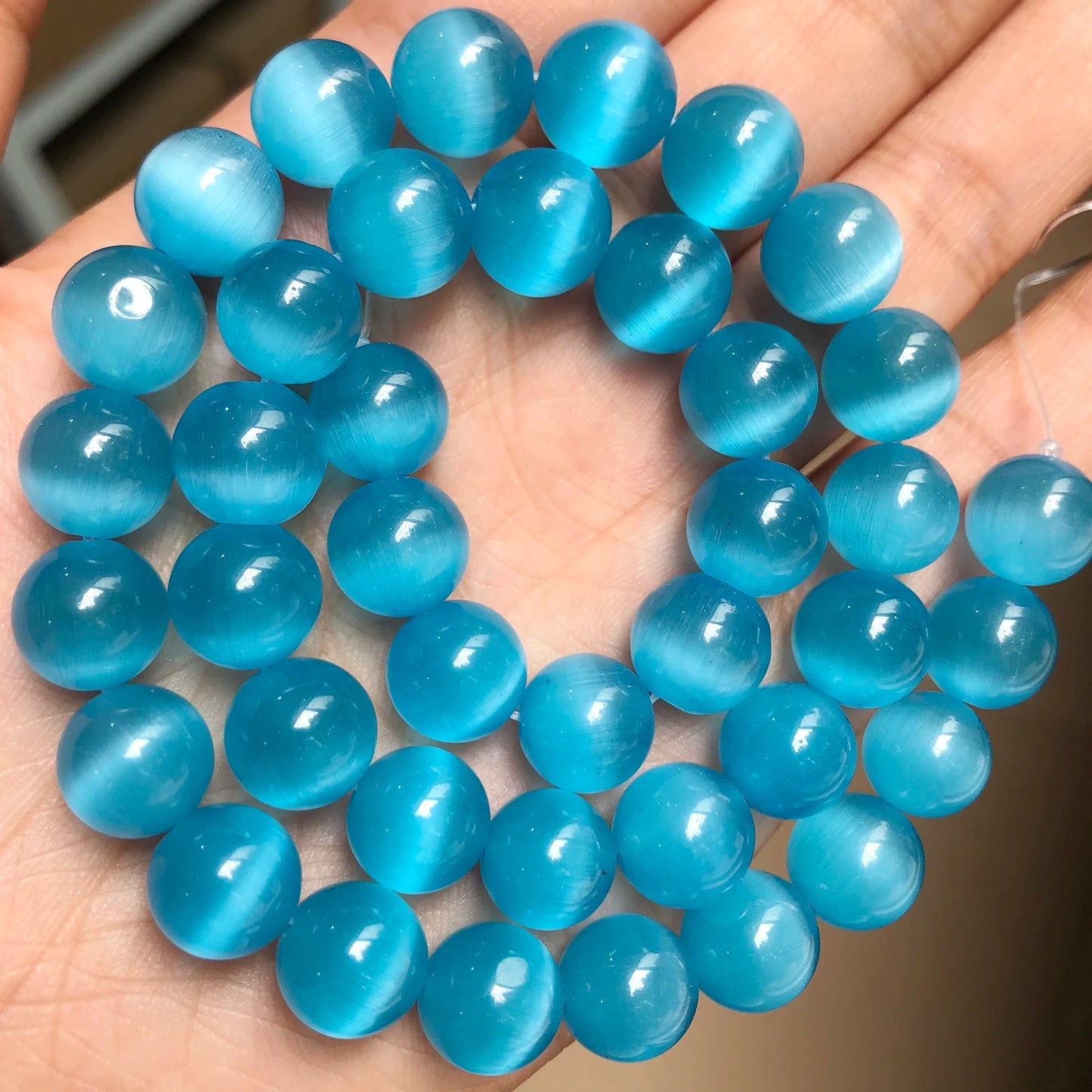 4/6/8/10/12mm Pink Color Cat Eye Opal Beads Natural Stone Glass Loose Beads for Jewelry Making DIY Bracelets Accessories 15''