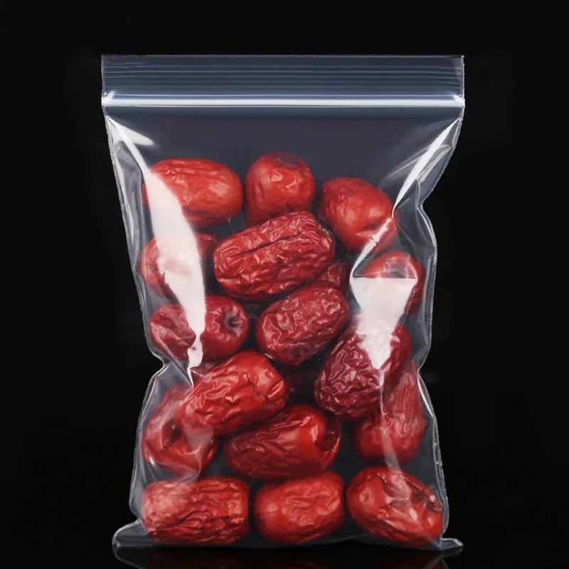30-100Pcs Thick Plastic Poly Clear Bags 4x6/5x7/6x8/7x10cm Jewelry Packaging Lock Zipped Reclosable DIY Storage
