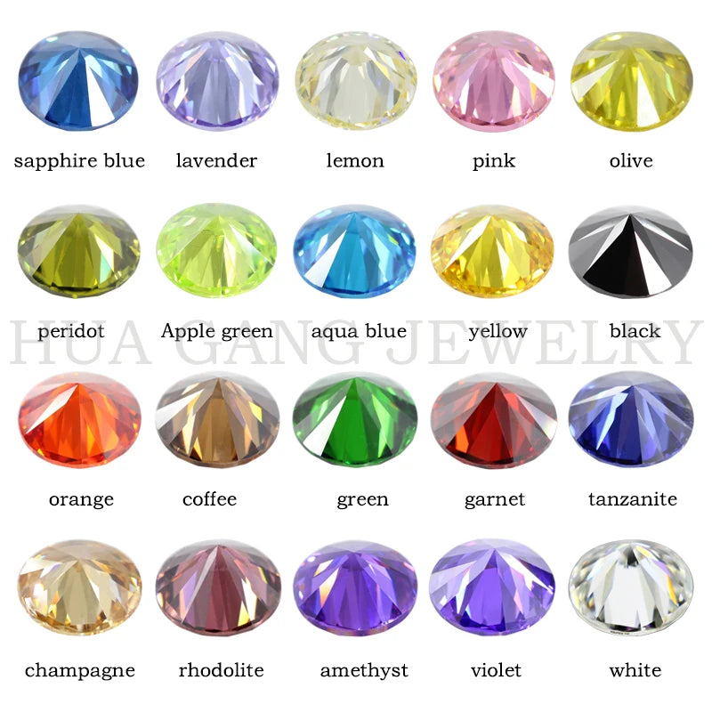 5A Cubic Zirconia Stone Multicolor Round Shape Brilliant Cut Loose CZ Stones Synthetic Gems Beads For Jewelry1.0~20mm AAAAA