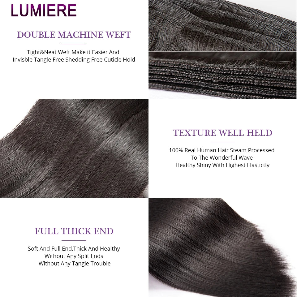 32 Inch 18A Bone Straight Human Hair Bundles 3/4 Bundles Hair 100% Raw Human Hair Bundles Deal Brazilian Virgin Hair Extensions