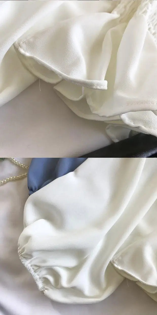 Youth Elegant Blouse Women Chiffon Fashion Blouse Off Shoulder White Shirt Ruffle Puff Sleeve Top Office wear 2026