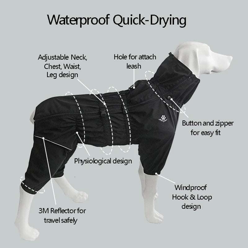 Full-Body Dog Rain Jumpsuit - Reflective Outdoor Coat for Dogs - photo 2