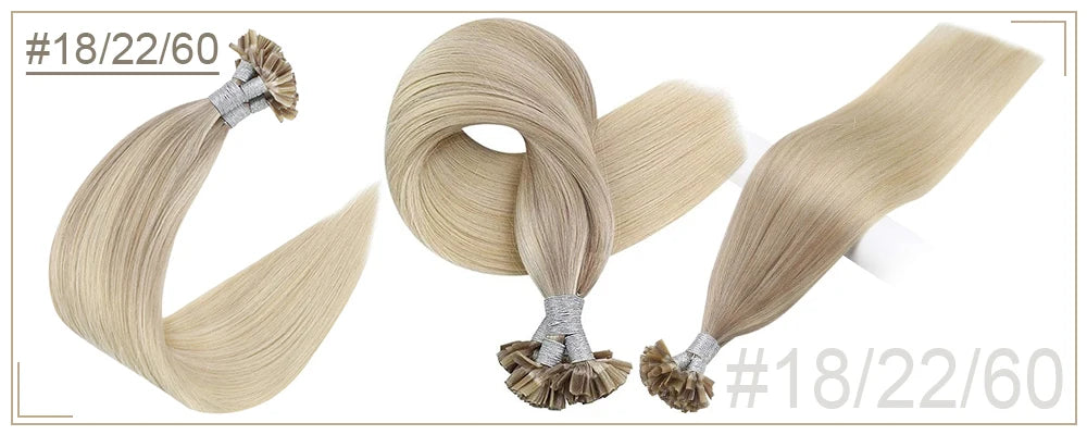 Full Shine U Tip Hair Extensions Fusion Hair Balayage Color 40-50g Keratin Glue Beads Prebonded Human Hair Extensiones