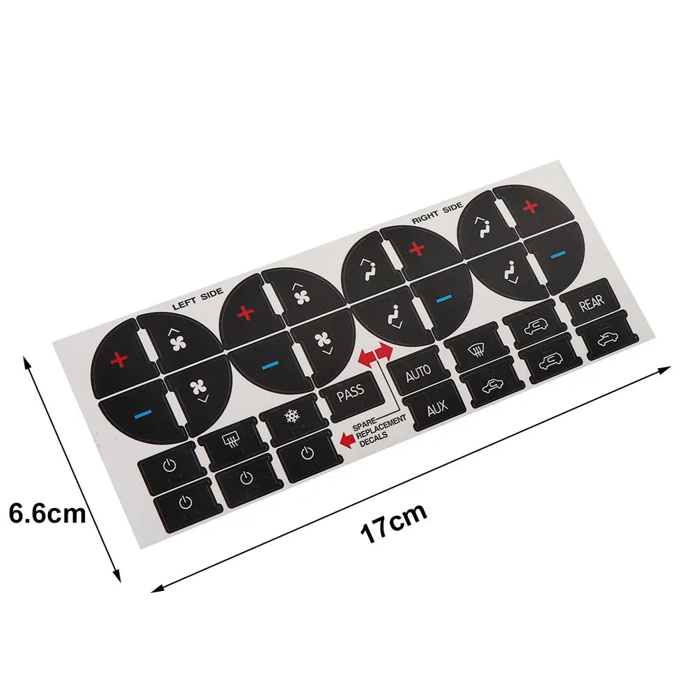 Climate Control AC Button Repair Stickers — Chevrolet Tahoe, Suburban, Avalanche, Silverado & GMC Yukon