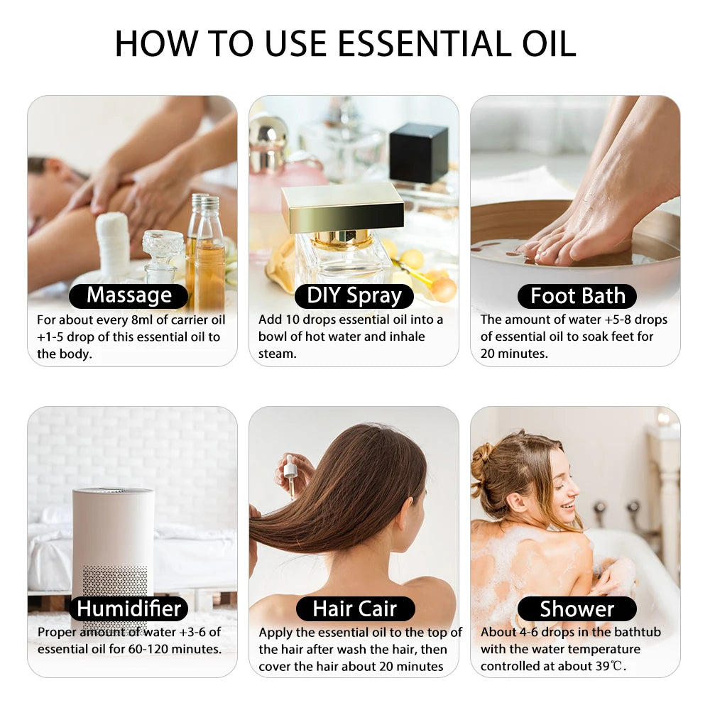 100ml Pure Essential Oil for Diffusers — Aromatherapy (Lavender, Rose, Peppermint & More)