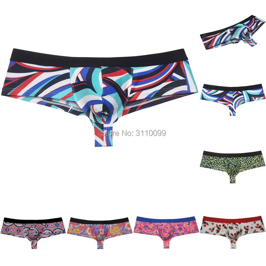 Men's Flowery Bulge Boxer Underwear Shiny 1/2 Coverage Cheeky Pouch Trunks Hot  Bikini Boxers Shorts