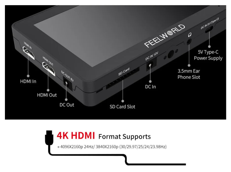 FEELWORLD F6 PLUS 5.5 Inch portable monitor hdmi 3D LUT Touch Screen DSLR Camera Field Monitor IPS FHD1920x1080 monitor 4K HDMI