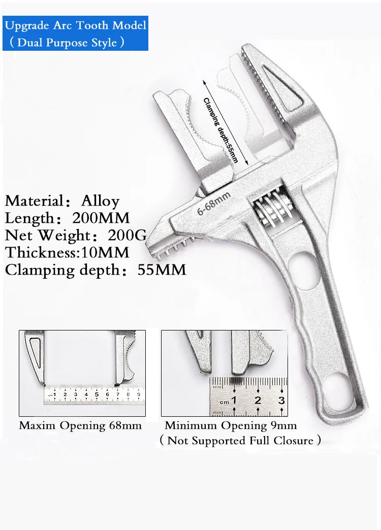 Adjustable Wrench Universal Monkey Spanner Multi-function plumbing Hand Tools Nut Sink Wrench Bathroom Pipe Large Open Spanner