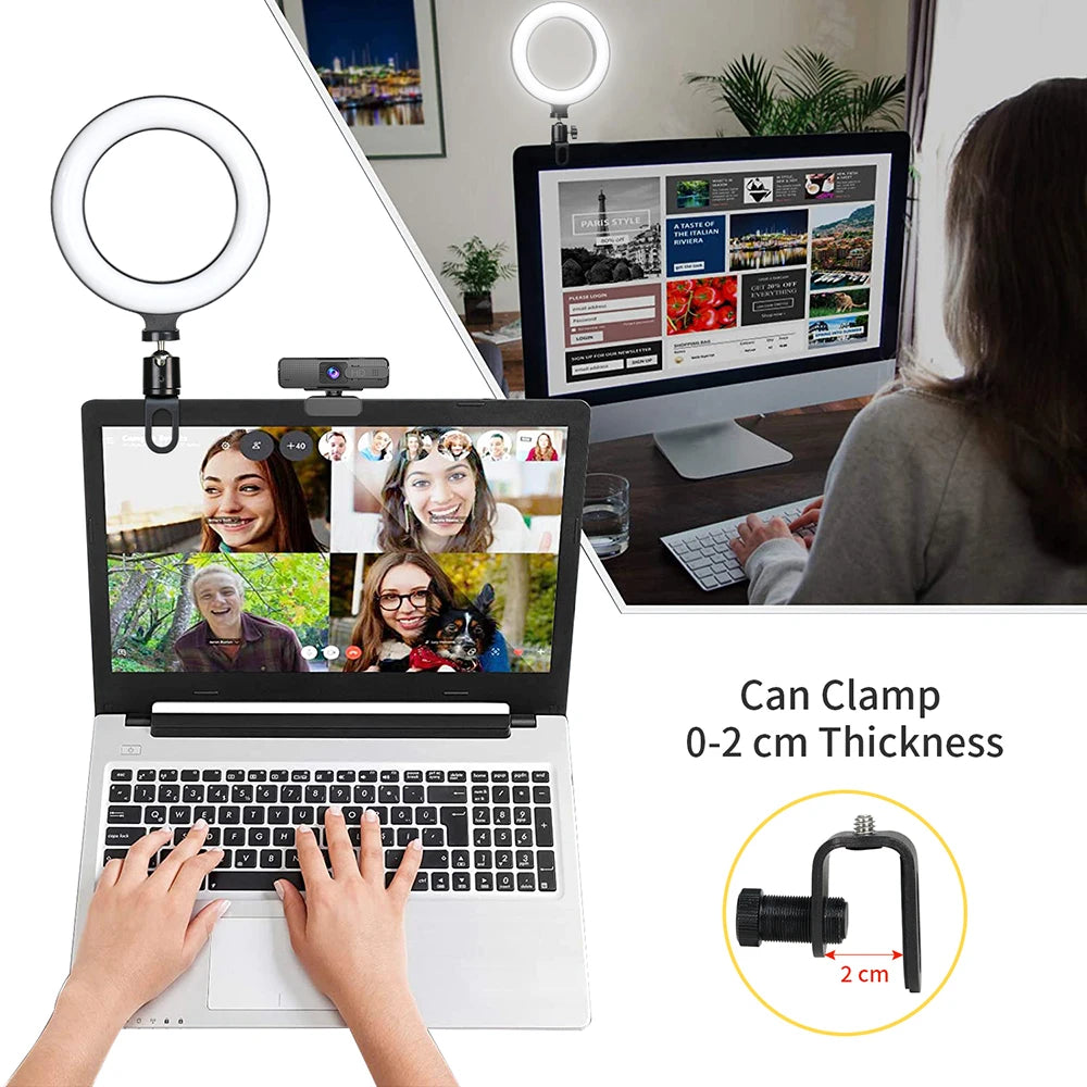 6.3 Inch LED Ring Light – USB Clip-On Selfie Light for Laptop, MacBook & Desktop | TikTok, YouTube & Zoom
