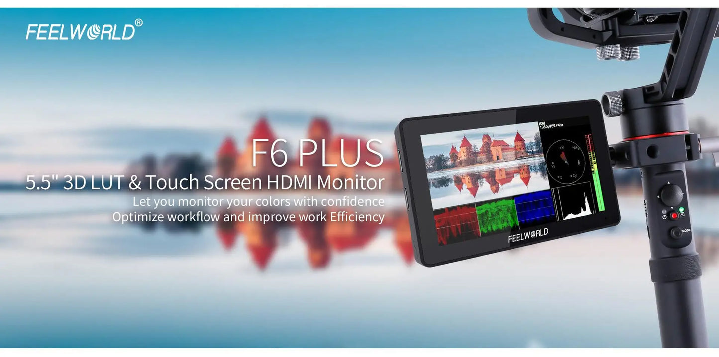 FEELWORLD F6 PLUS 5.5 Inch portable monitor hdmi 3D LUT Touch Screen DSLR Camera Field Monitor IPS FHD1920x1080 monitor 4K HDMI