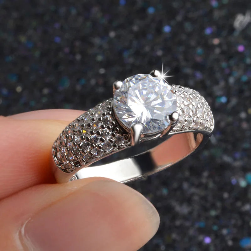 Cubic Zirconia White Gold Ring for Women - Bridal & Wedding
