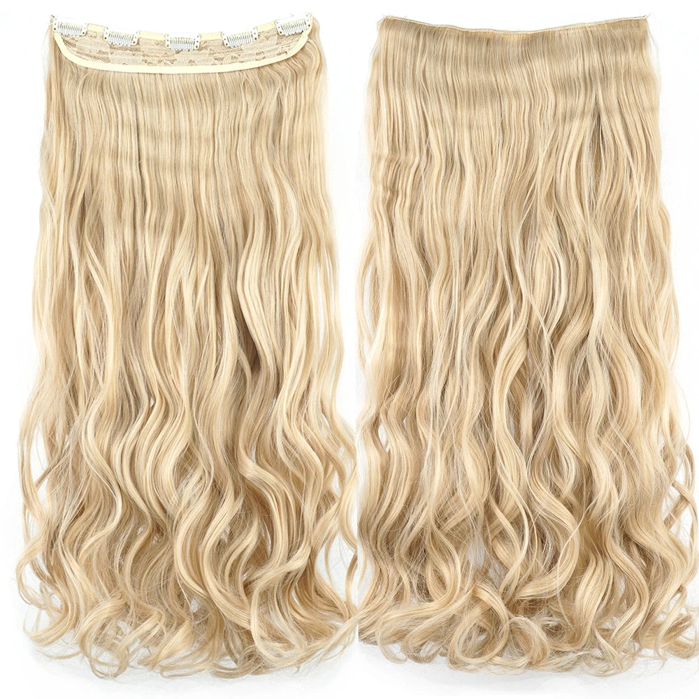 Soowee 24'' 28'' Synthetic Hair Charms Clip In Hair Extensions Dirty Blonde Fake Brown Curly Hair Pieces for Women