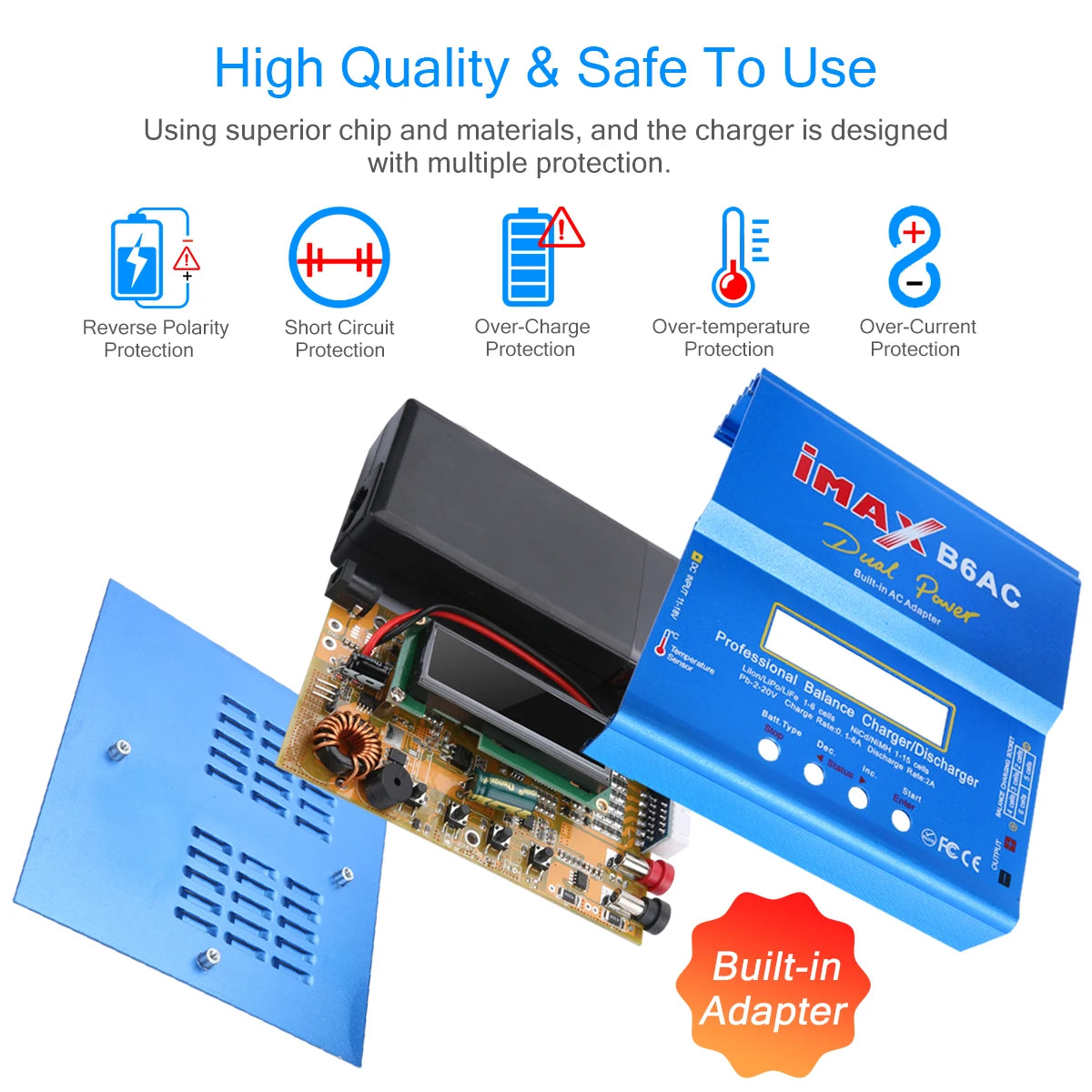 iMAX B6AC 80W 6A Lipo Charger Balancer For Nimh Nicd Lipo LiFe Li-ion Pb Battery LCD Screen Display RC Charger Discharger XT60