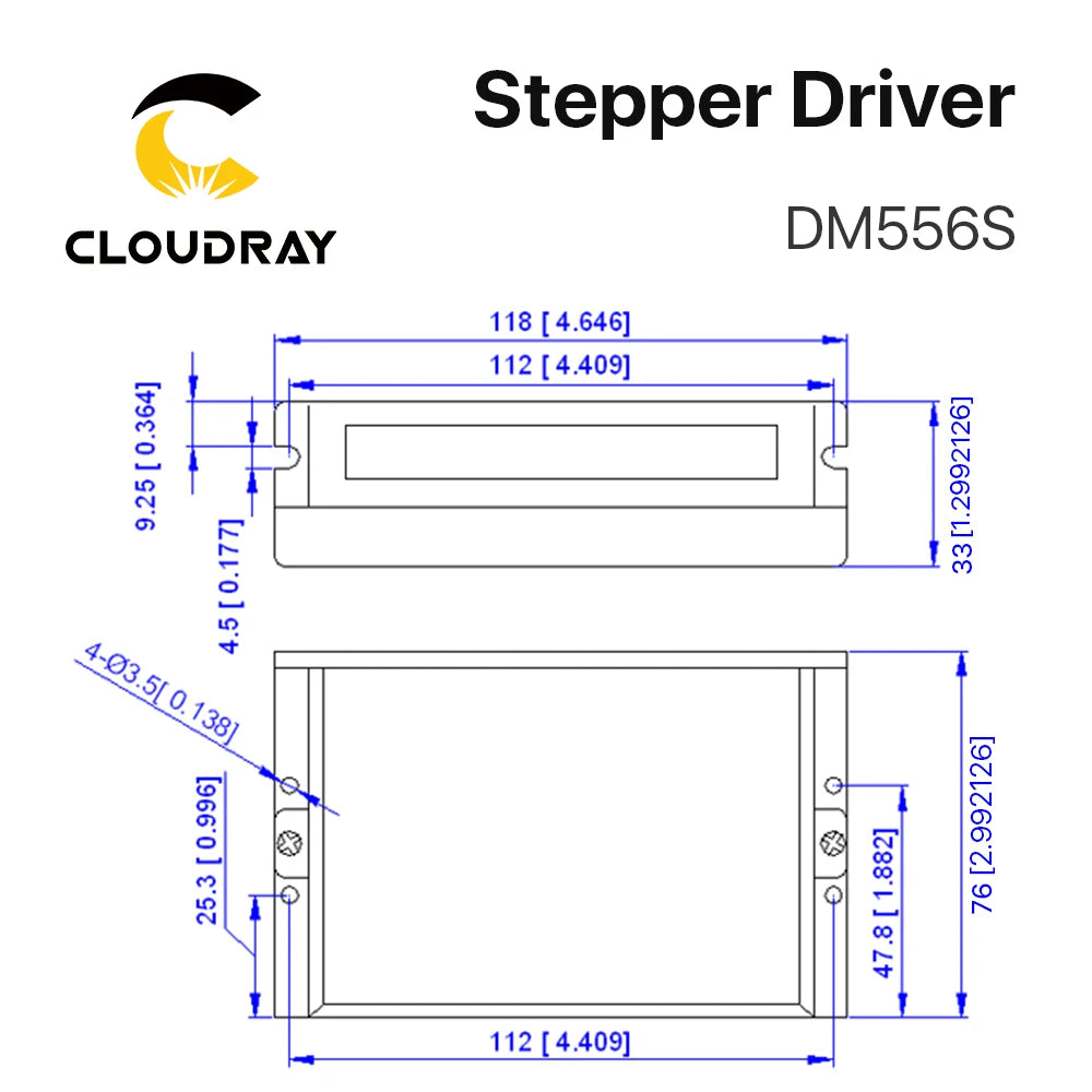 Cloudray DM556S 2-Phase Stepper Motor Driver — 18–50VDC, 1.4–5.6A (Nema 17/23/34)