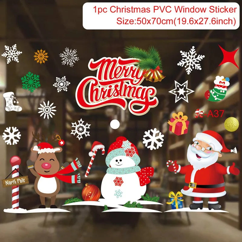Christmas Wall Window Stickers Marry Christmas Decoration For Home 2026 Christmas Ornaments Xmas Navidad Gift New Year 2026