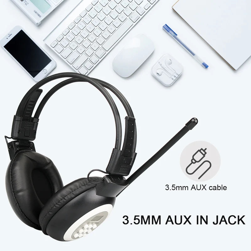 RETEKESS TR101 FM Headphone Radio Receiver Wireless Headset Radio Earphone Receiver Conference Interpretation Meeting Translate