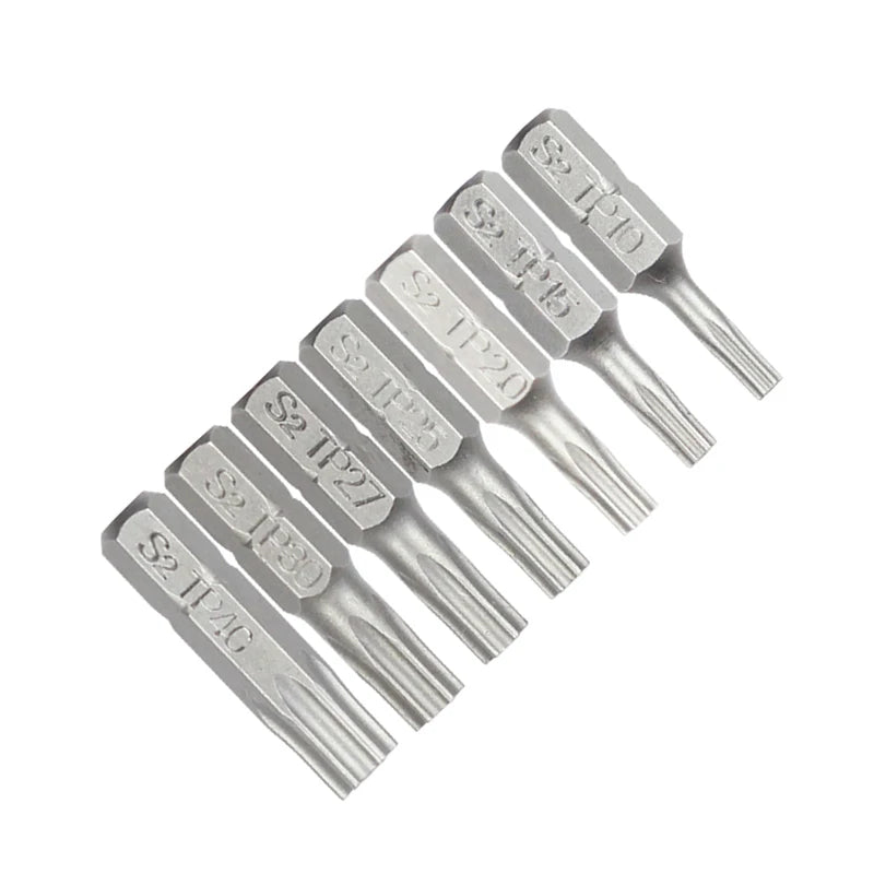 Security Torx Screwdriver Bit Set TP10–TP40 — 1/4" Hex Shank for Power Tools