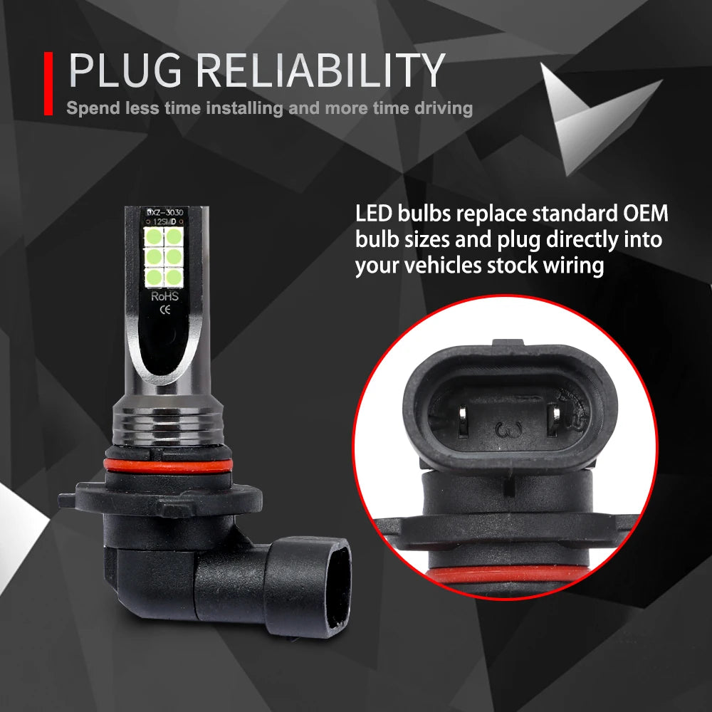 2Pcs 9005 9006 LED Headlight H11 H8 H9 H10 H1 H3 Car Fog Light Bulbs DRL H4 H7 Auto Driving Running Lamps 6000K 8000LM 80W 12V