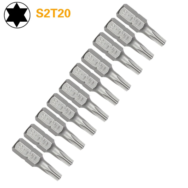 Torx Screwdriver Bit Set T6–T40 — S2 Steel 1/4" Hex Shank for Power Tools