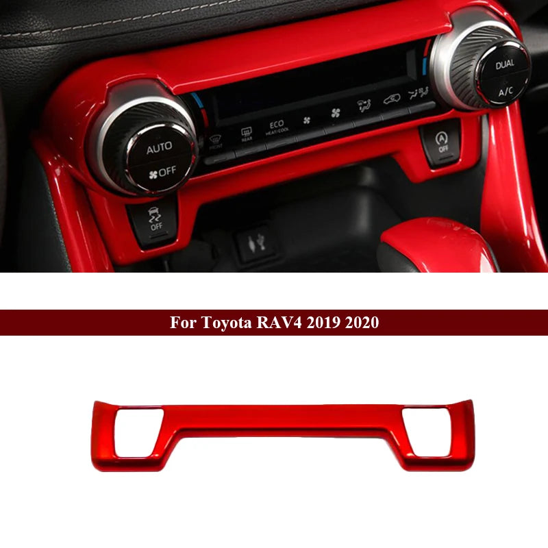 Car Interior Red Chrome Decoration Accessories For 2019-2021 Toyota RAV4 Armrest Console Strips Water Cup Cover Air Vent Trims
