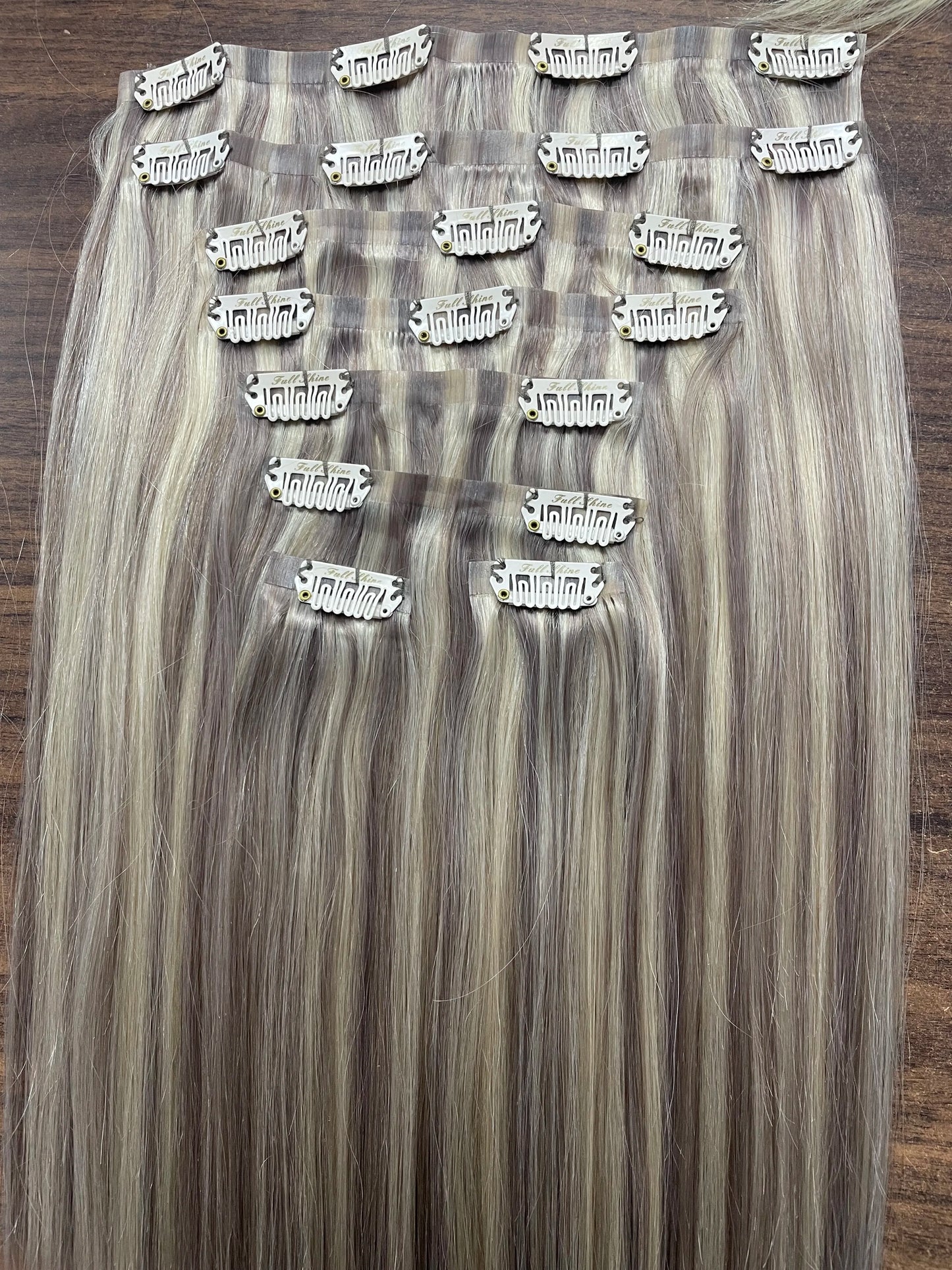 Full Shine Seamless Clip in Hair Extensions Remy Human Hair 8Pcs 120g & 80g Clip In Hair Extensions Human Hair Blonde Skin Weft
