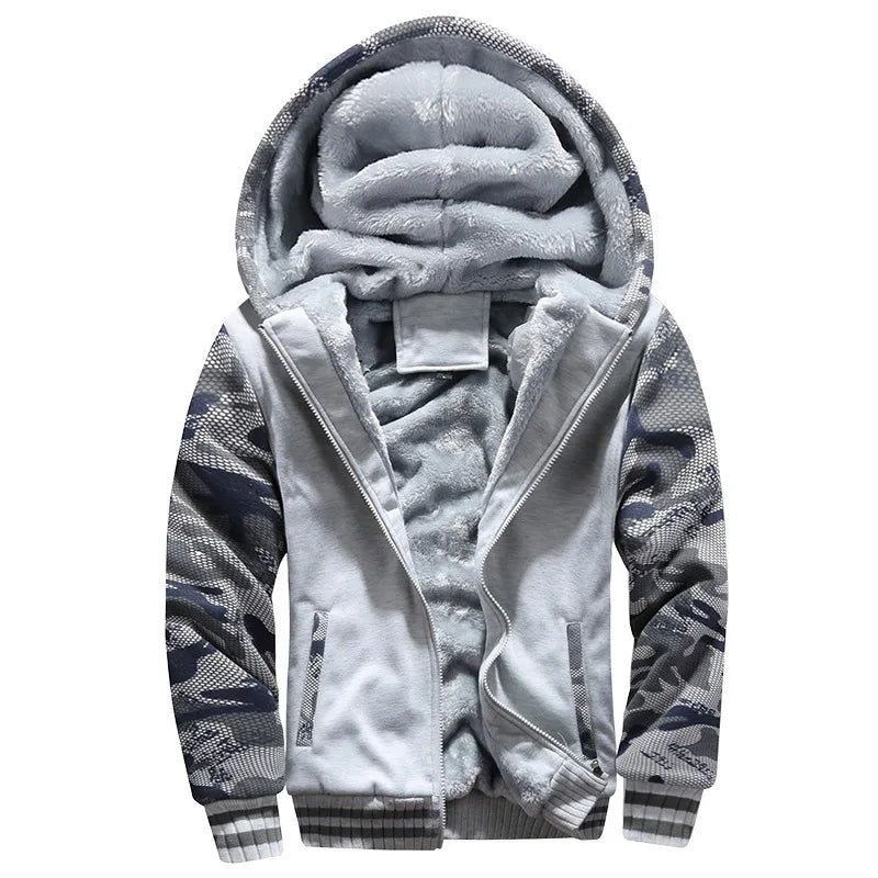 Men's Camo Fleece-Lined Hooded Jacket