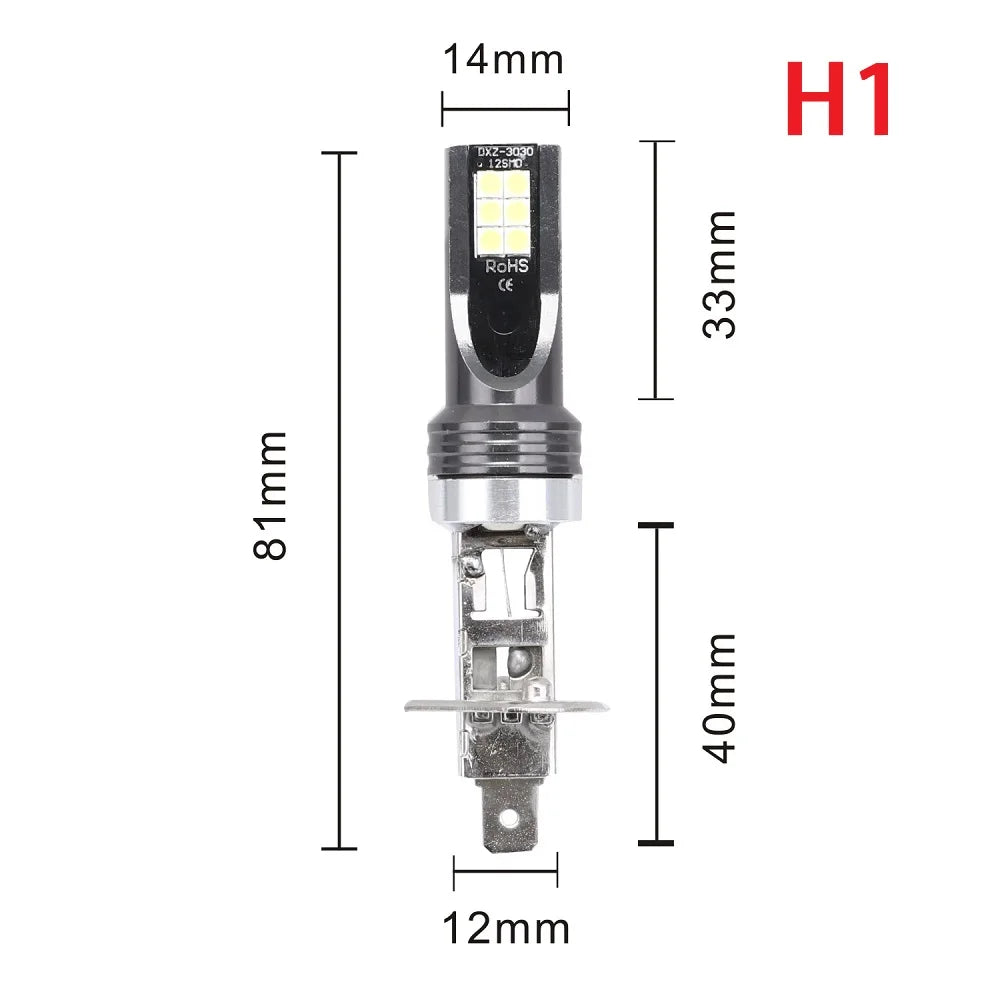 2Pcs 9005 9006 LED Headlight H11 H8 H9 H10 H1 H3 Car Fog Light Bulbs DRL H4 H7 Auto Driving Running Lamps 6000K 8000LM 80W 12V