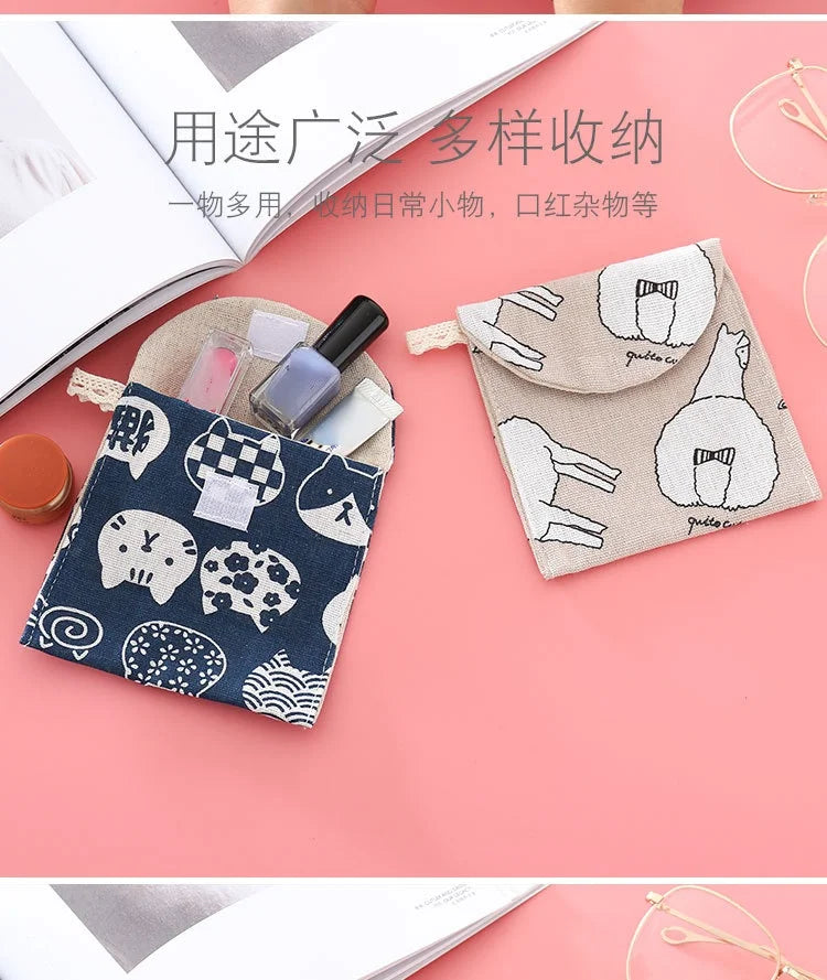 Portable Sanitary Napkin Storage Bag Women Cosmetic Organizer Girls Ladies Cute Coin Card Sanitary Pad Pouch Small Cosmetic Bag
