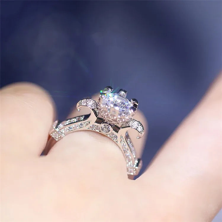 Cubic Zirconia White Gold Ring for Women - Bridal & Wedding
