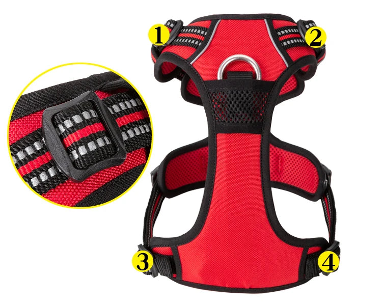 Truelove Reflective No-Pull Dog Harness – Adjustable Nylon Vest for Medium & Large Dogs | XS–XL (7 Colors)