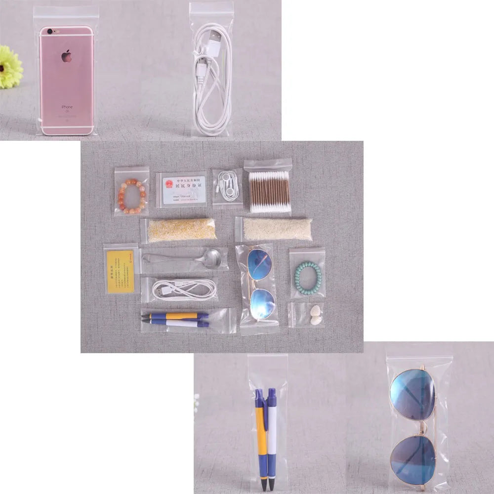 30-100Pcs Thick Plastic Poly Clear Bags 4x6/5x7/6x8/7x10cm Jewelry Packaging Lock Zipped Reclosable DIY Storage