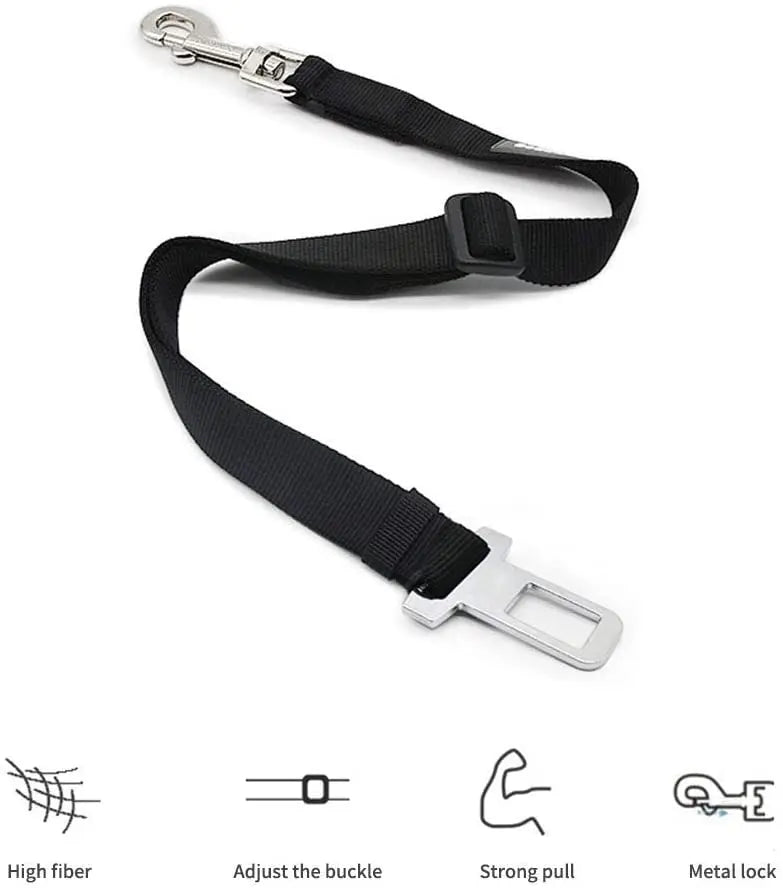 Dog Car Seat Belt Safety Protector – Adjustable Pet Travel Harness Leash & Collar Clip | Universal Fit