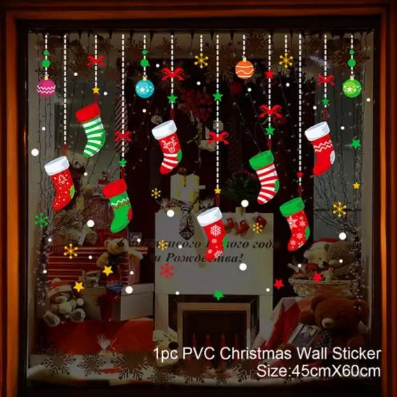 Christmas Wall Window Stickers Marry Christmas Decoration For Home 2026 Christmas Ornaments Xmas Navidad Gift New Year 2026