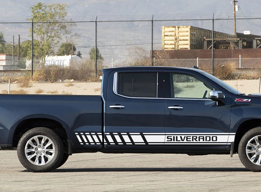 Pickup Door Side Stickers For Chevrolet Silverado 1500 LT LTZ WT Trail Boss RST Truck Stripes Decal Decor Cover Auto Accessories