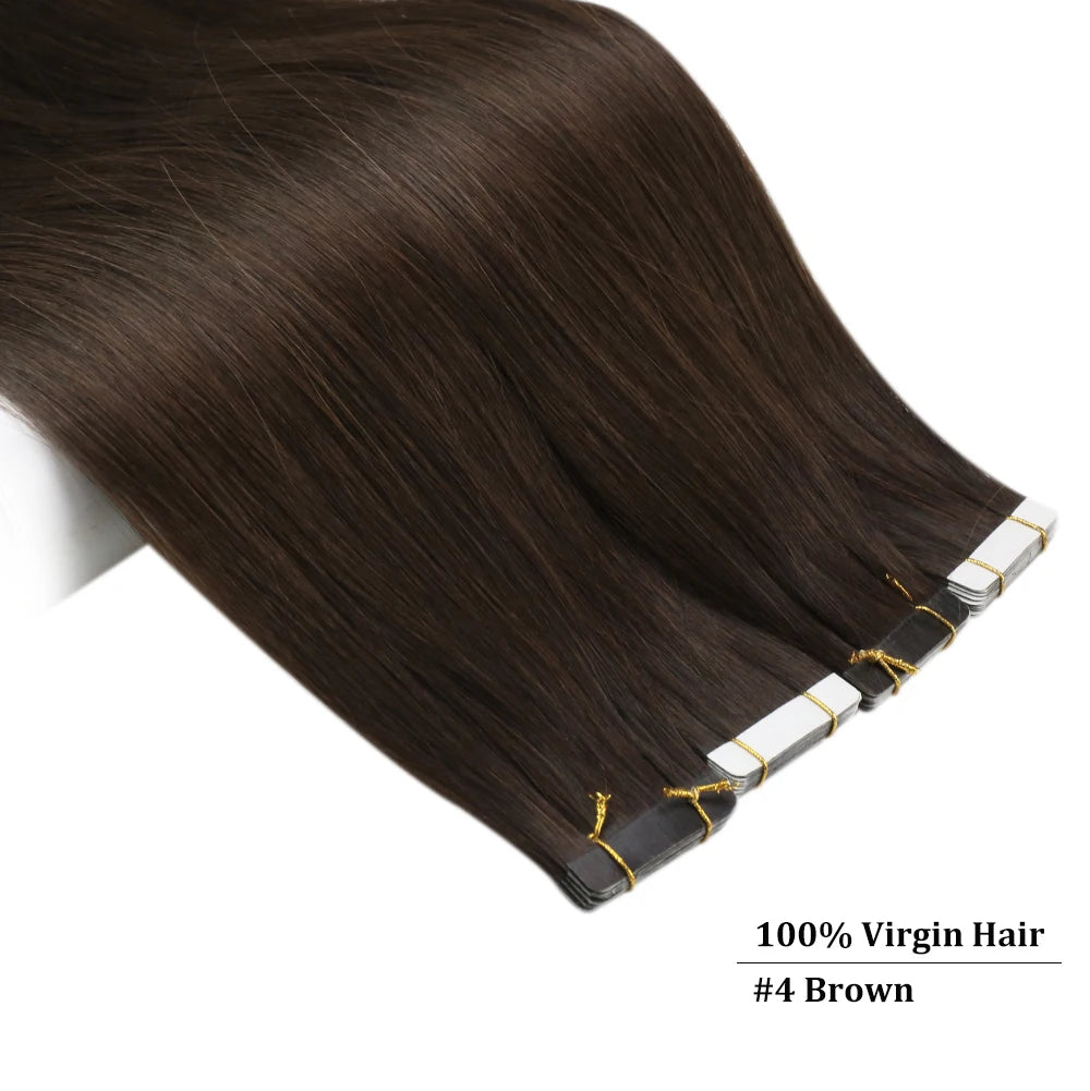 [Last 12 Months] Ugeat Tape in Hair Extensions Virgin Hair 100% Real Human Hair 10A Grade Hair Extensions Tape Ins Pure Color