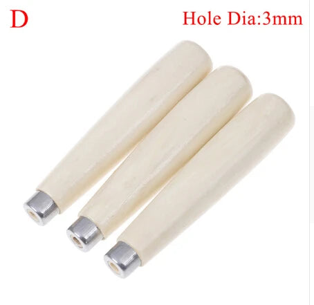 3Pcs/Lot Wooden File Handle Fit Home Tool Stainless Steel Ring Hardwood DIY Acc