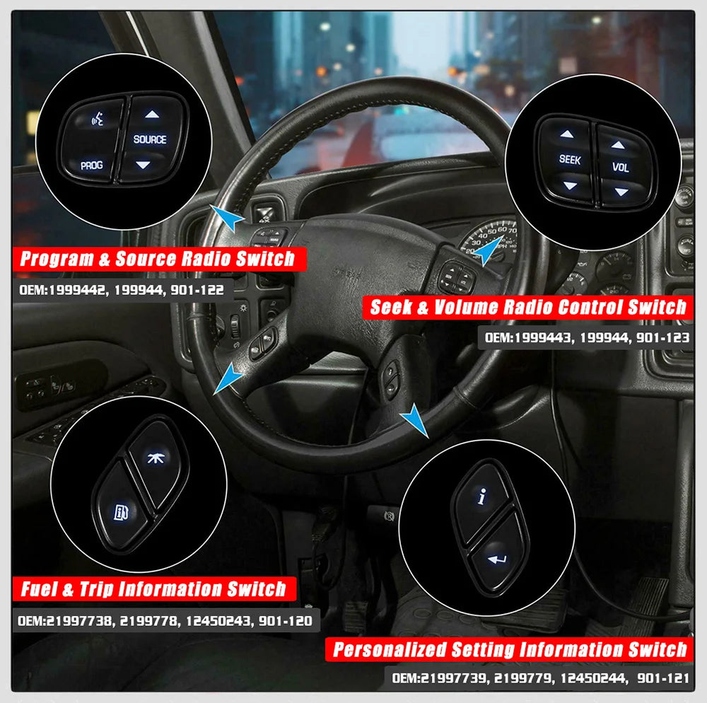 Steering Wheel Radio & Volume Control Switch — Chevrolet Silverado, Avalanche & GMC Yukon / Hummer H2