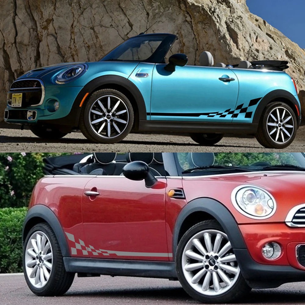 2Pcs Car Door Side Racing Sport Decal – Compatible with MINI Cooper R50 R52 R53 R56 R57 R58 R59 R60 R61 F54 F55 F56 F60