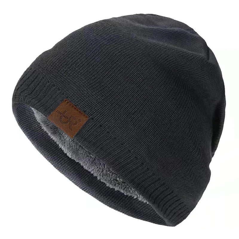 Fleece-Lined Knit Beanie, Unisex Winter Hat