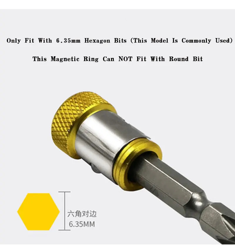 Universal Magnetic Ring for 6.35mm 1/4" Drill Bit Magnet Powerful Ring Strong Magnetizer Electric Screwdriver Bits