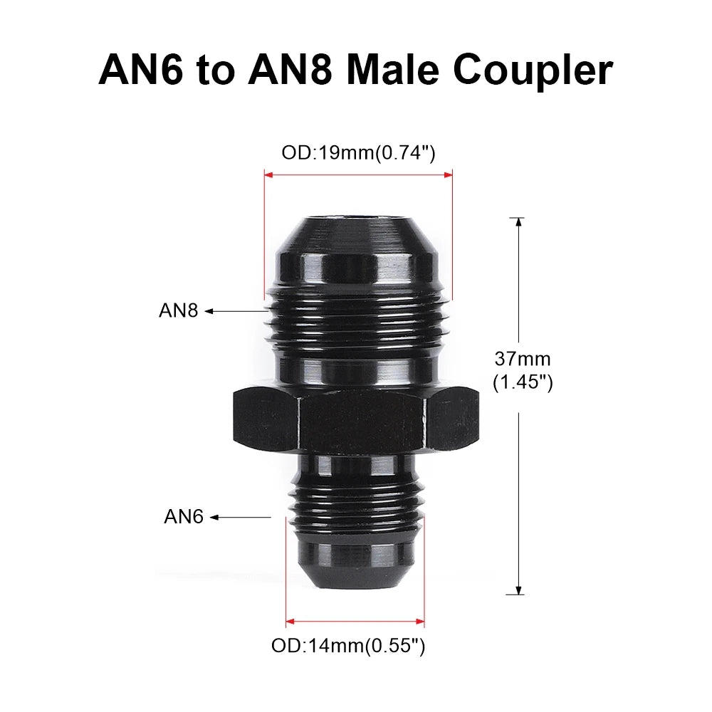Oil Fuel Hose End Adapter an Straight AN Male To AN Male Coupler AN4 AN6 AN8 AN10 Fittings Aluminum Male Flare AN8 Fitting