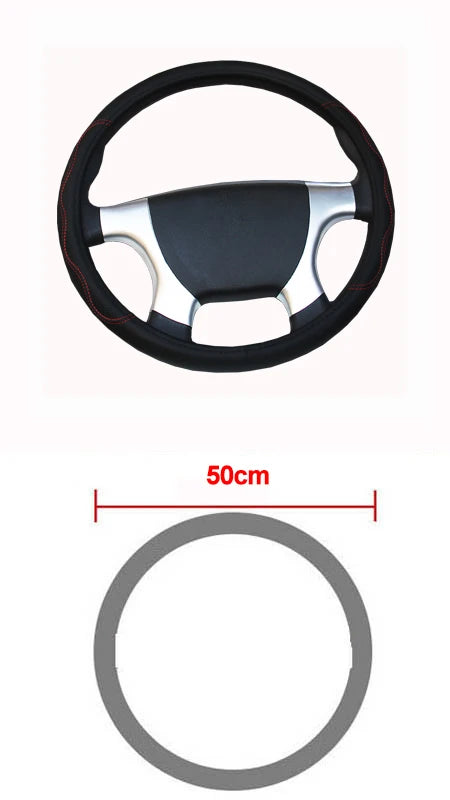 Car Truck PU Leather Embossed Steering Wheel Cover Steering-Wheel For Auto Diameters 36 38 40 42 45 47 50CM 7 Sizes to Choose
