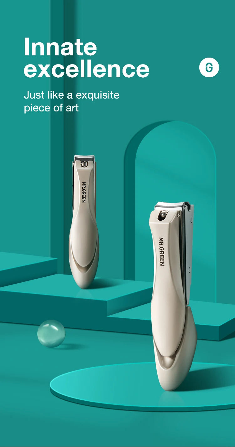 MR.GREEN Professional Nail Clipper Set – Anti-Splash Stainless Steel Fingernail & Toenail Cutter | Ergonomic Bionic Design Manicure & Pedicure Tool