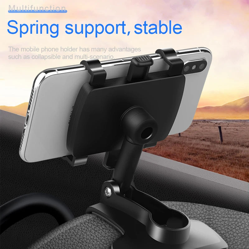 360° Universal Car Phone Holder – Dashboard, Mirror & Sun Visor Mount for 3–7" Phones