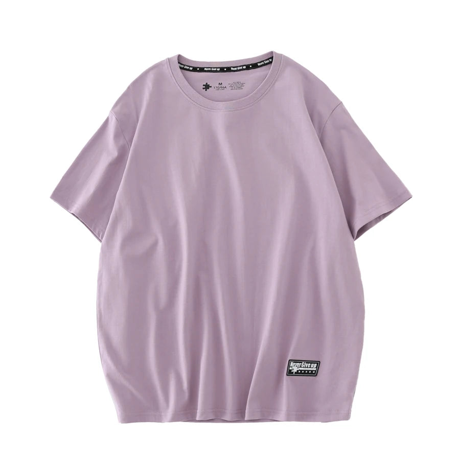 WAVLATII Women's 210 GSM Cotton Oversized T-Shirt – Purple Solid Casual Short Sleeve Tee