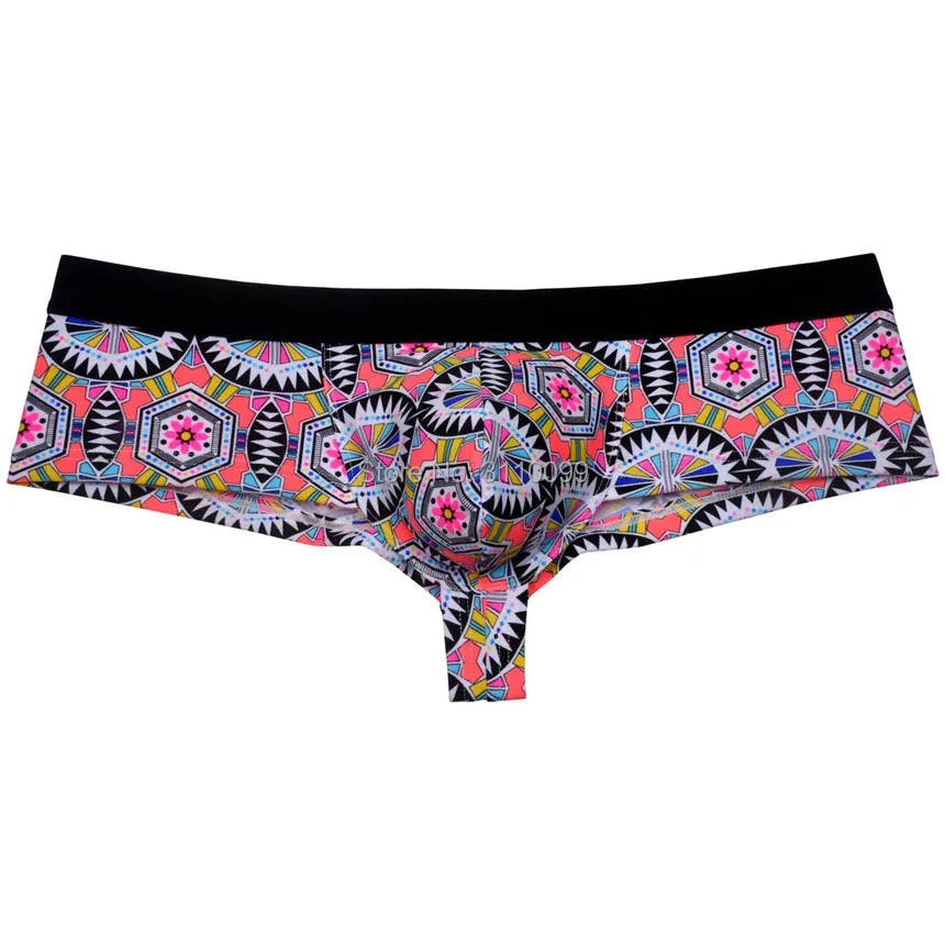 Men's Flowery Bulge Boxer Underwear Shiny 1/2 Coverage Cheeky Pouch Trunks Hot  Bikini Boxers Shorts