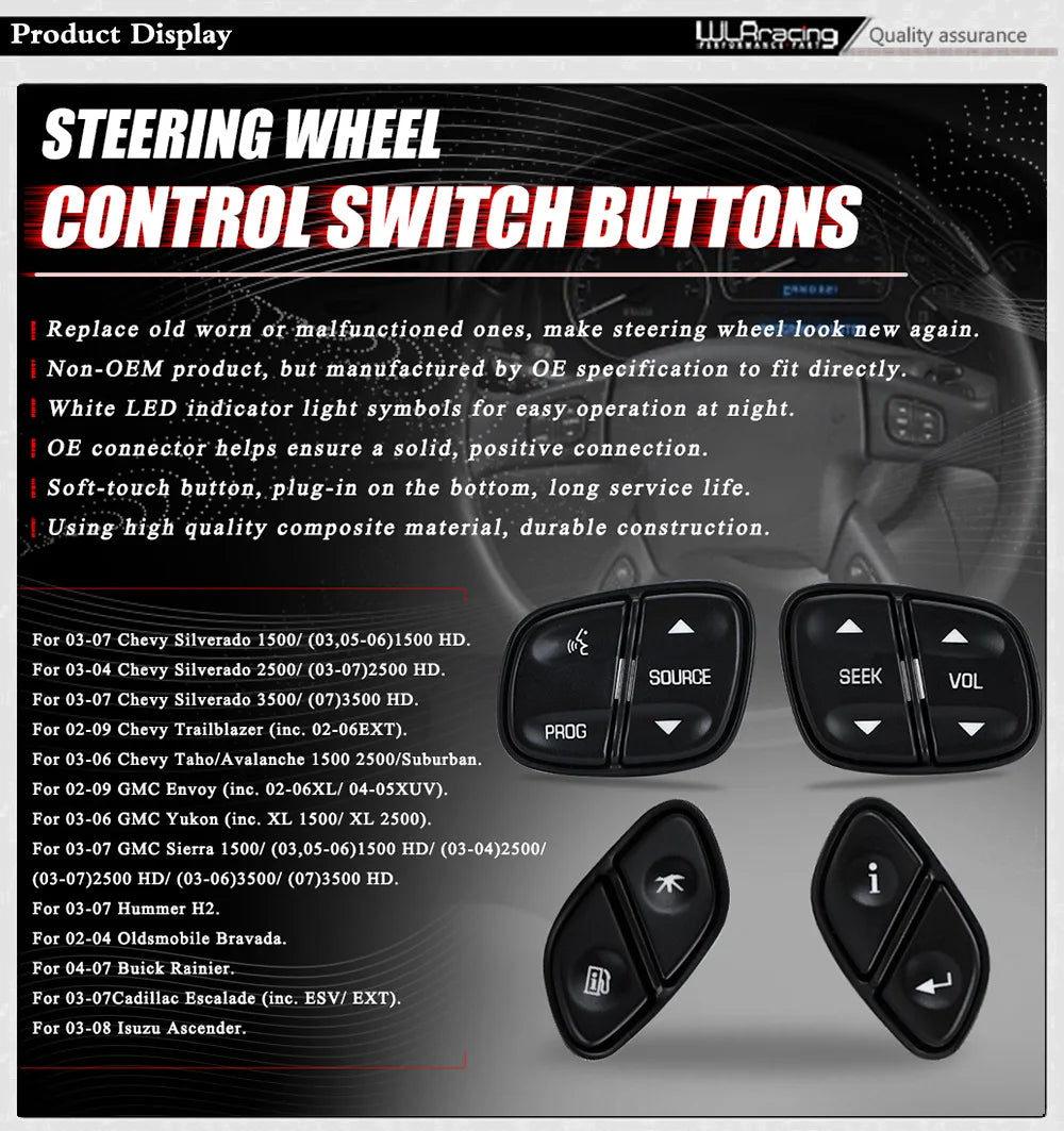 Steering Wheel Radio & Volume Control Switch — Chevrolet Silverado, Avalanche & GMC Yukon / Hummer H2