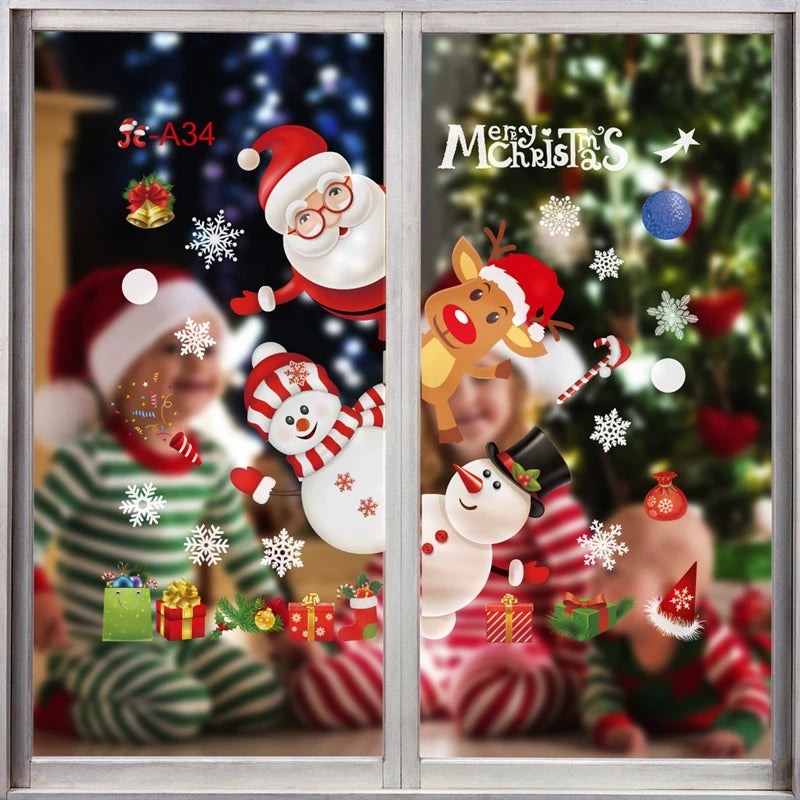 Christmas Wall Window Stickers Marry Christmas Decoration For Home 2026 Christmas Ornaments Xmas Navidad Gift New Year 2026